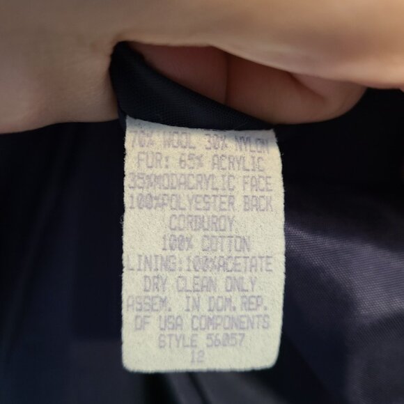 Mixed Media Wool Corduroy Field Jacket Barn Coat Womens Size 12 Old Money Preppy - Picture 8 of 9